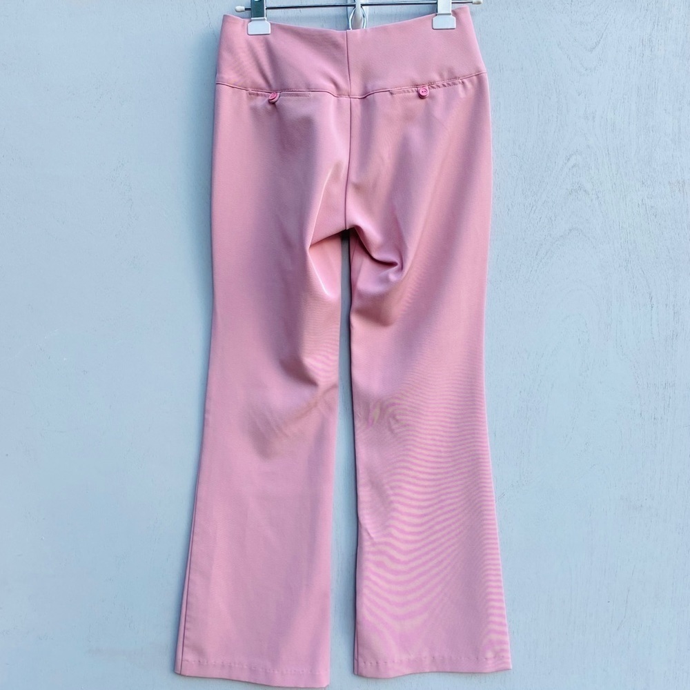 Vintage Pink Flared Leg Business Pants - Pastel Pink Trousers - Picture 6 of 6
